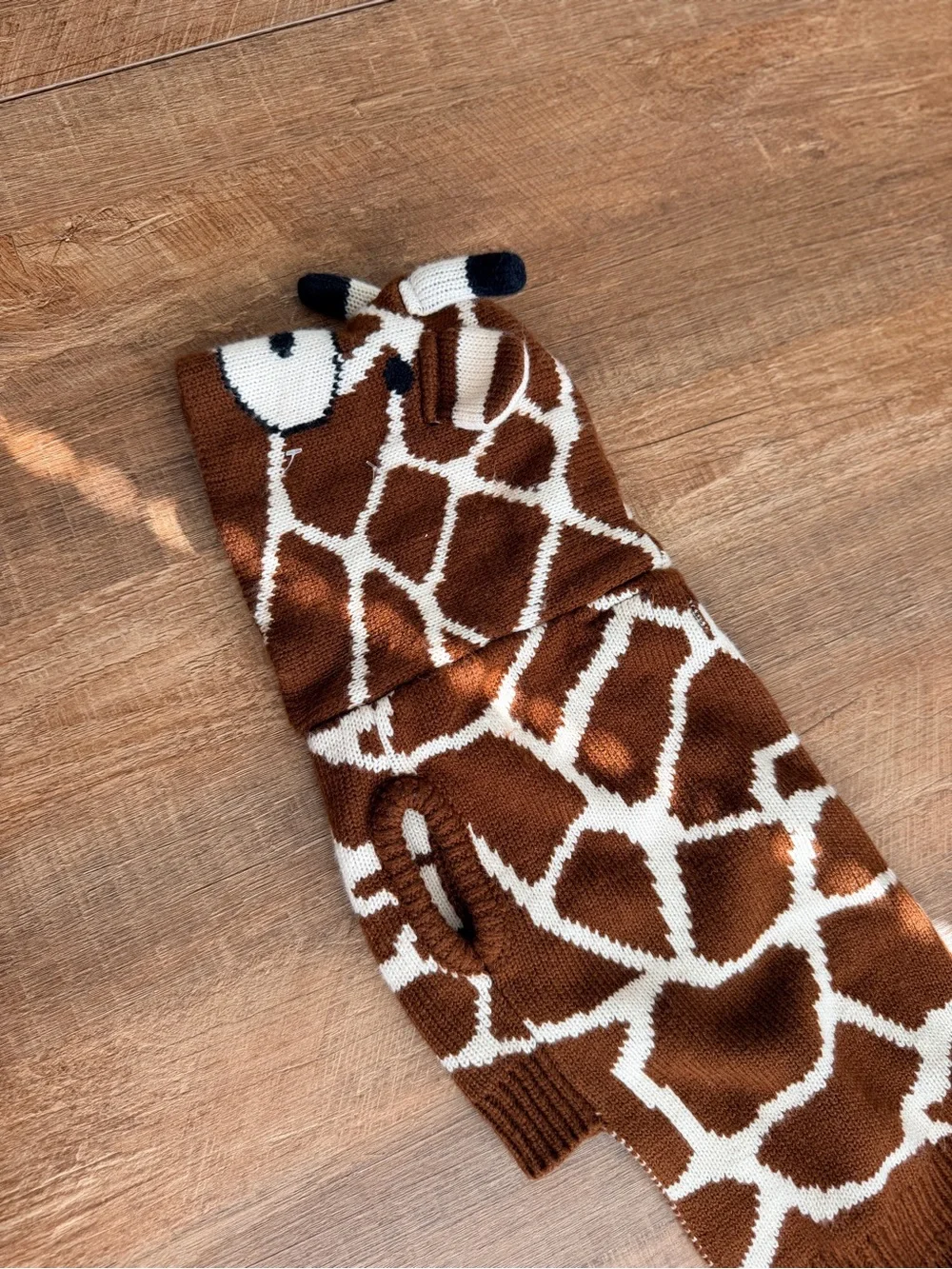 Giraffe Pattern Brown & Cream Dog Sweater Size M